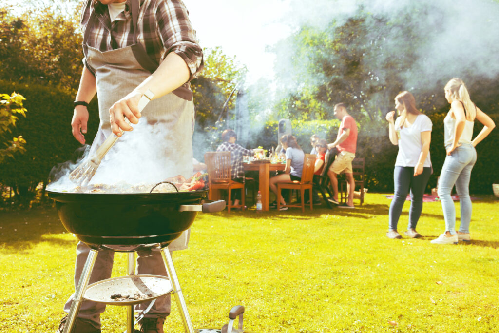 Picture of a garden BBQ party