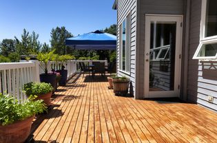 Weathered deck in summertime