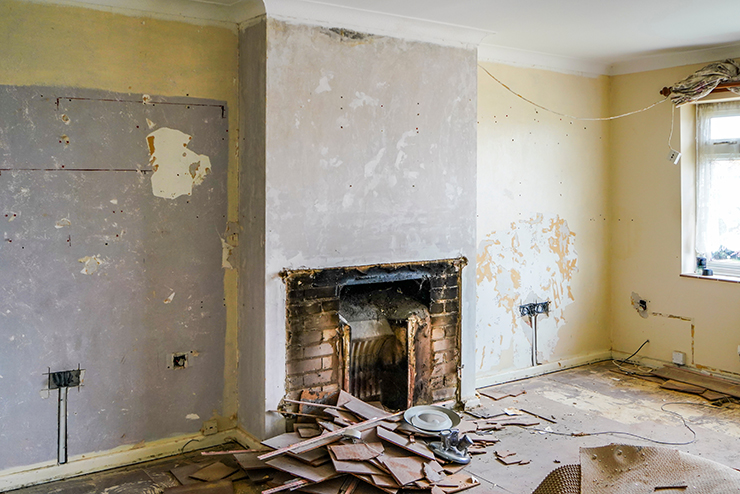 Picture of a chimney breast being removed 