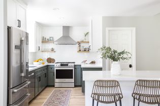 Fresh White Kitchen with Green Cabinets