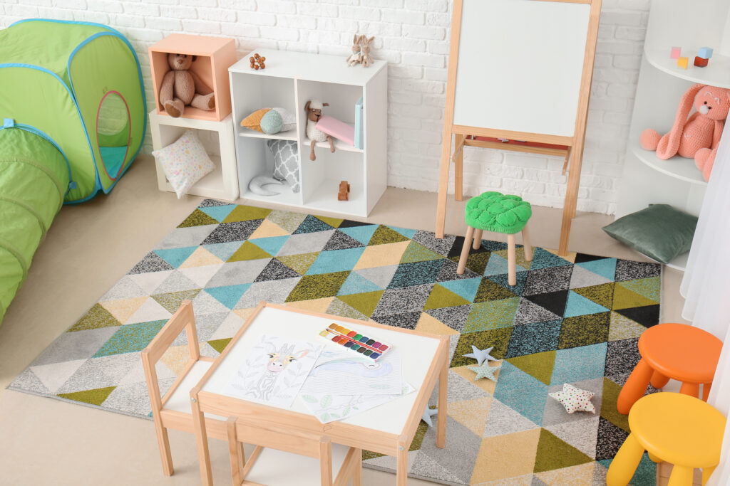 Picture of a playroom for kids with colourful carpet