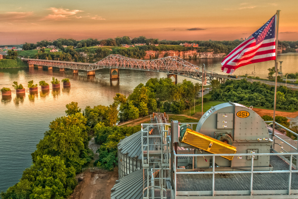 Aerial shot of Florence, Alabama, and O'Neal Bridge. Residents can live the good life as Florence is one of the cities least impacted by inflation.