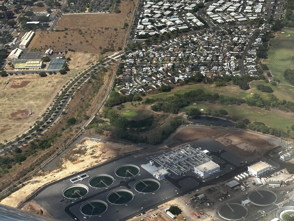 Honouliuli water recyling facility wastewater treatment plant ewa beach kapolei file stock